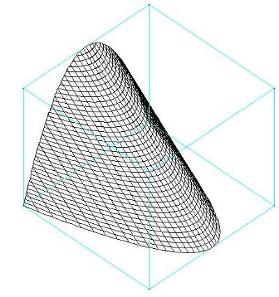 geometrie dans l'espace - paraboloide hyperbolique x² + y + z = 0 - copyright Patrice Debart 2003
