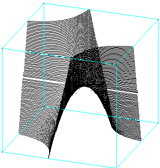 geometrie dans l'espace - paraboloide dans un cube - copyright Patrice Debart 2003